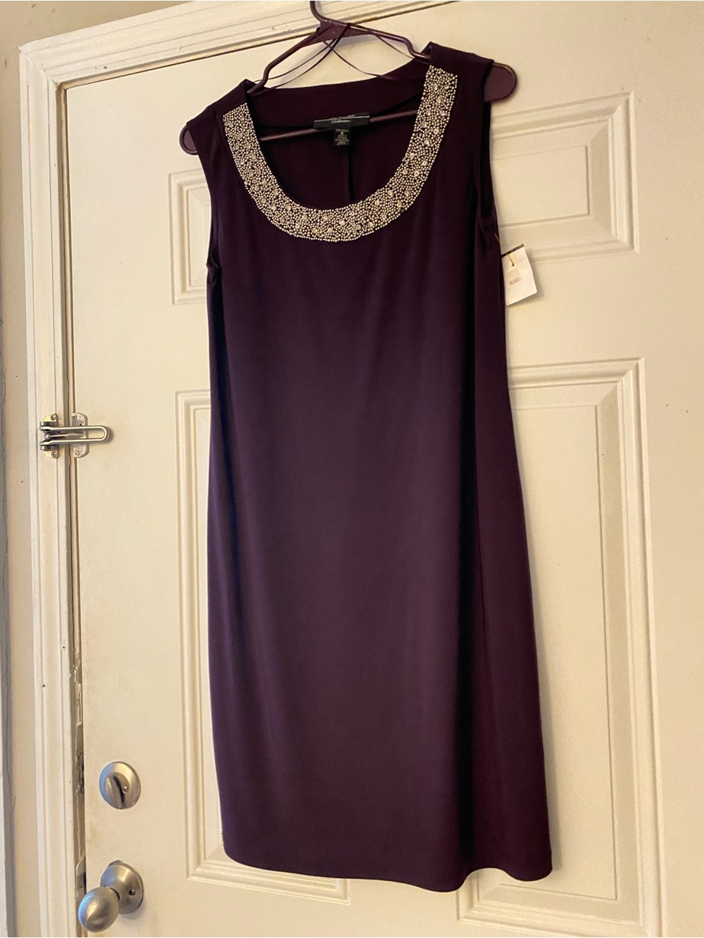Apt. 9 Sleeveless Beaded Neckline Dress in Plum